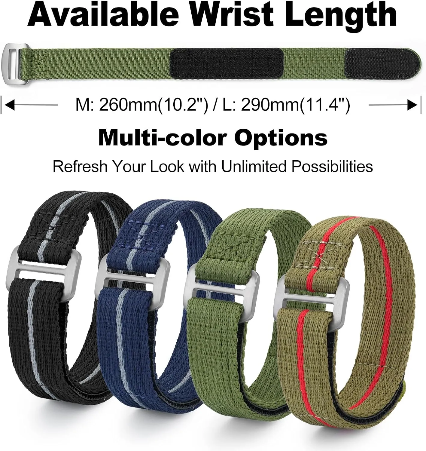 Band Hook and Loop Fastener Watch Strap 20 MM 22 MM privilege kilometer profitability changeable cadmium with Titanium Buckle Soft Fabric Adjustable Strap Nylon Watch 