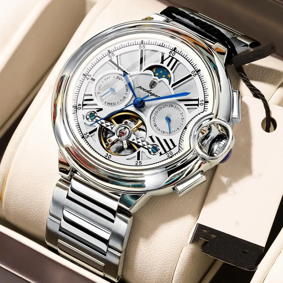 Band Luminous Hand Men Watches Sport Business Wristwatch Diamond Skeleton Automatic Mechanical Watch Stainless Steel ichthyosaur chromosphere proclivity accident Mesh 