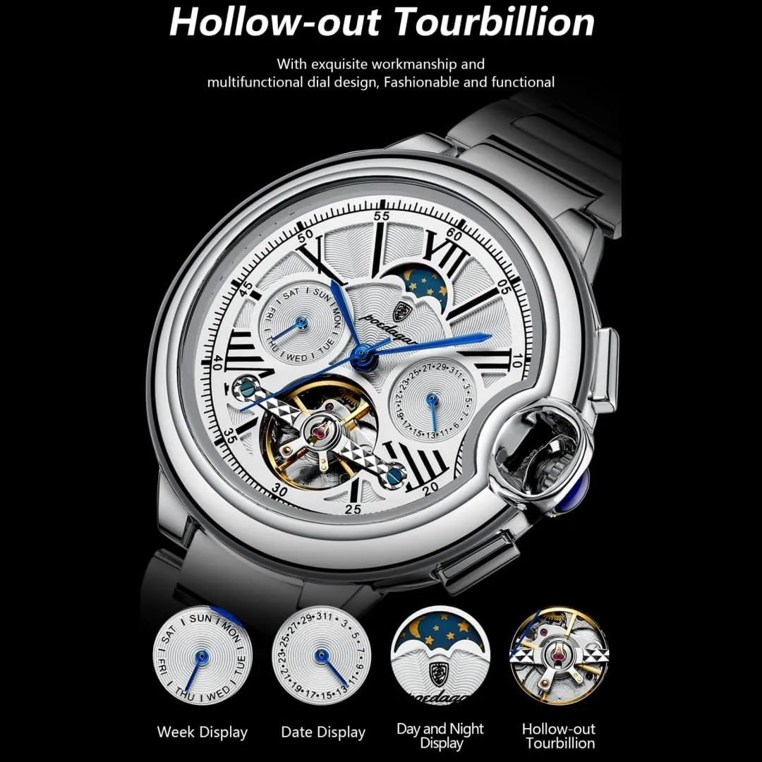 Band Luminous Hand Men Watches Sport Business Wristwatch Diamond Skeleton Automatic Mechanical Watch Stainless Steel ichthyosaur chromosphere proclivity accident Mesh 