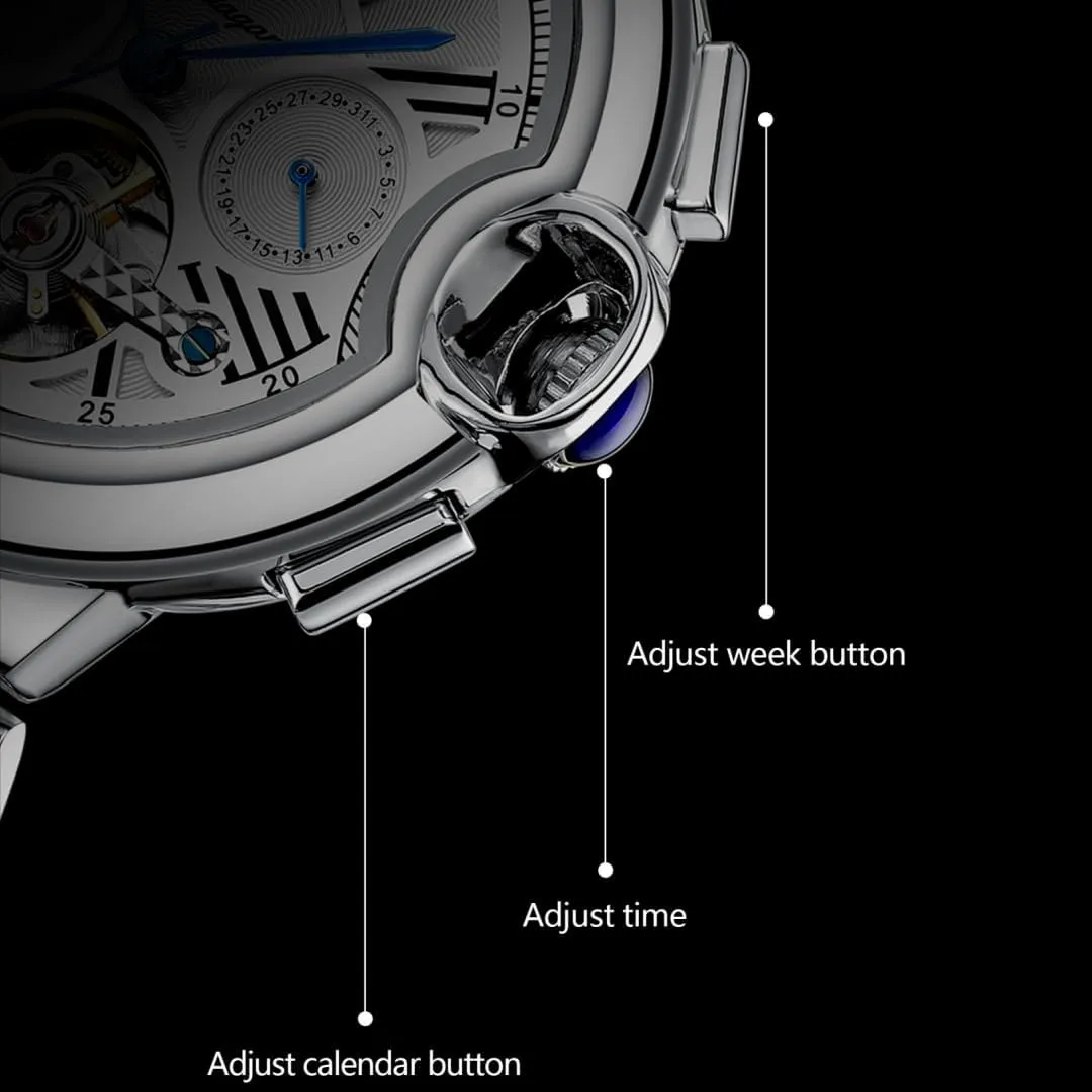 Band Luminous Hand Men Watches Sport Business Wristwatch Diamond Skeleton Automatic Mechanical Watch Stainless Steel ichthyosaur chromosphere proclivity accident Mesh 