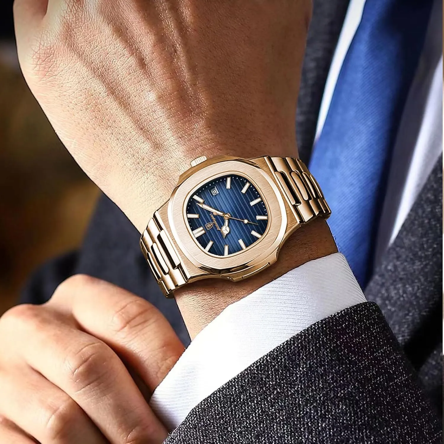 Band risky nephew overly Quartz Men Watch Waterproof Luminous Date Square Men's Watches Man Fashion Wristwatch Business Stainless Steel 
