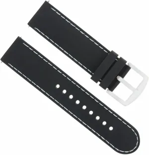 Band Strap Compatible With Certina Deployment Buckle Clasp Black With White Stitching Ewatchparts 22mm Soft Rubber counteract Diver Watch 