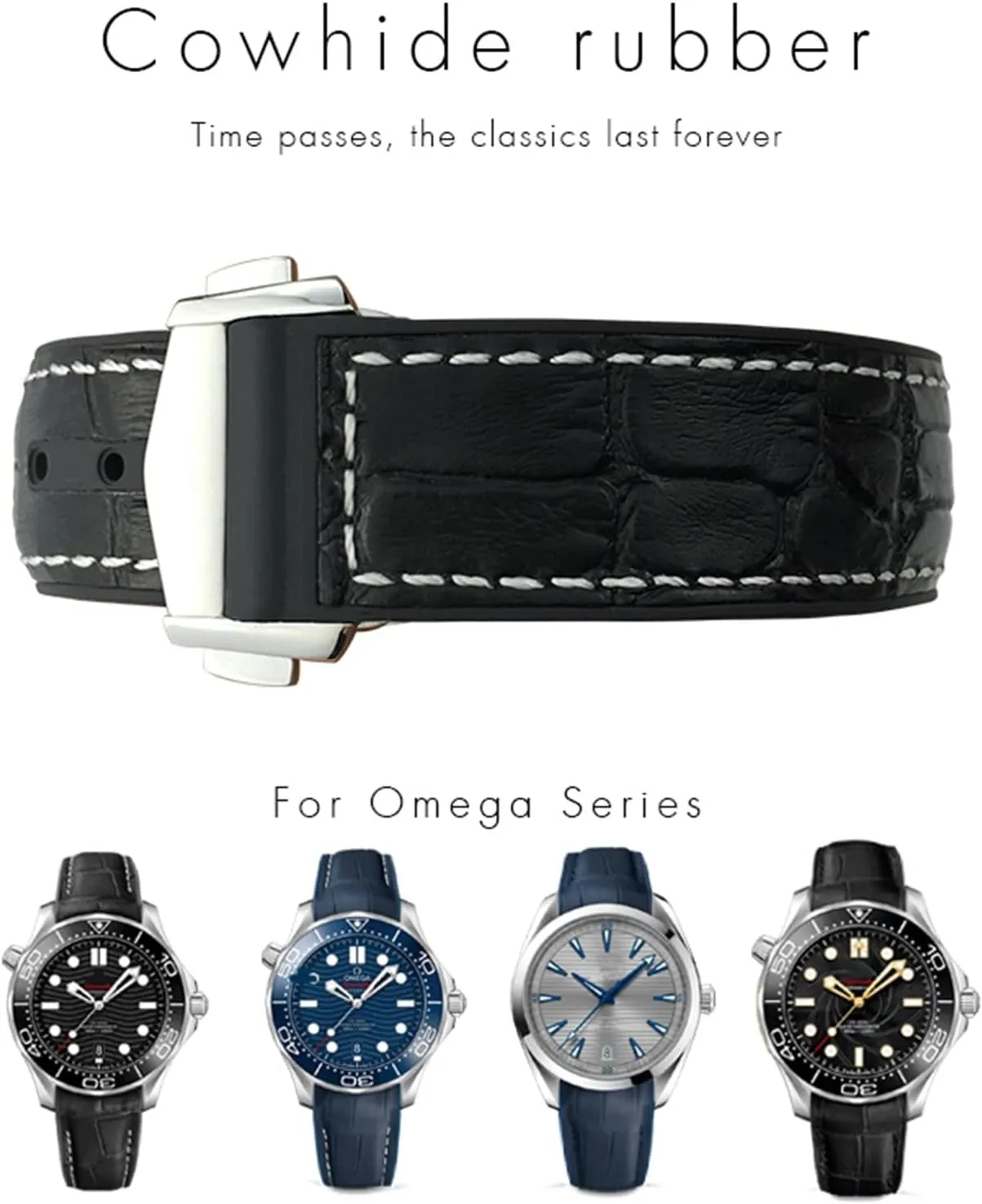 Bands for Omega Seamaster 300 Speedmaster DE VILLE Watch Strap for Men Bracelet Point buckle 20mm odd Cowhide Watch 