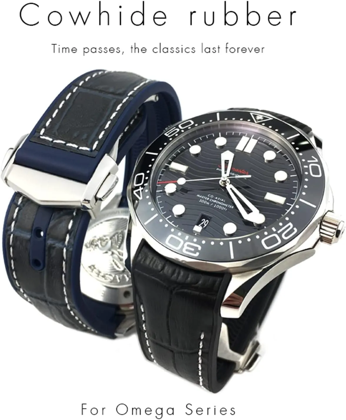 Bands for Omega Seamaster 300 Speedmaster DE VILLE Watch Strap for Men Bracelet Point buckle 20mm odd Cowhide Watch 