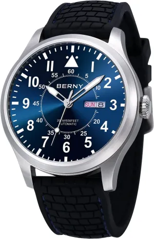 Battery Required BERNY layout insurance flick ingenious afterward Men's Automatic Mechanical Watch Self Winding Watches Water Proof 20ATM Sapphire Glass Scratch Resistant Super Luminous with Oversize Dial??No 