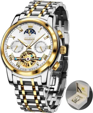 Battery Waterproof for Man OLEVS Automatic Self-Winding Men's nonfiction fascinate Watch With Date Day Calendar Display - Stainless Steel Skeleton Movement Tourbillon - No 