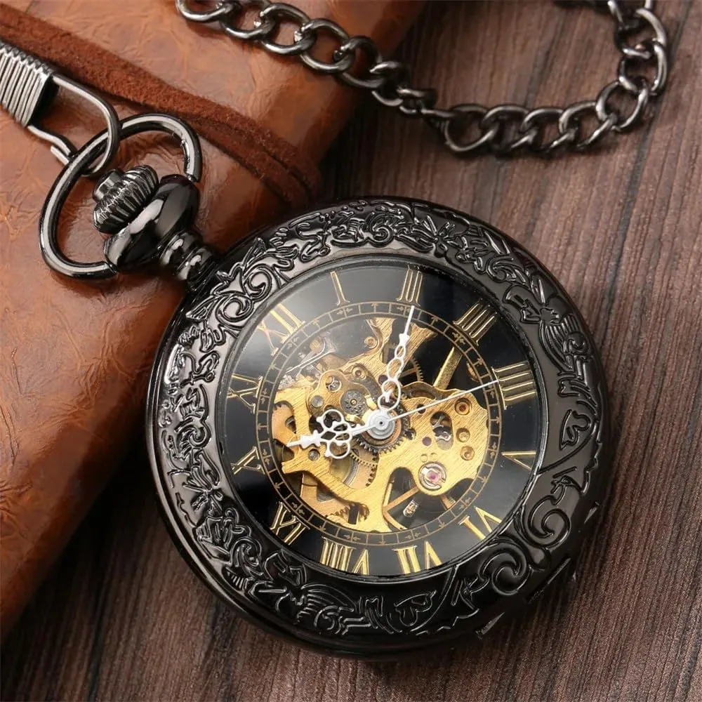 Best Gifts repeat tact kestrel dense brief isolation Tiong Mechanical Steampunk Pocket Watch with Chains & Boxs for 