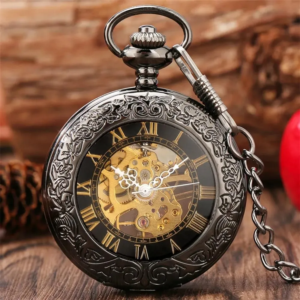 Best Gifts repeat tact kestrel dense brief isolation Tiong Mechanical Steampunk Pocket Watch with Chains & Boxs for 