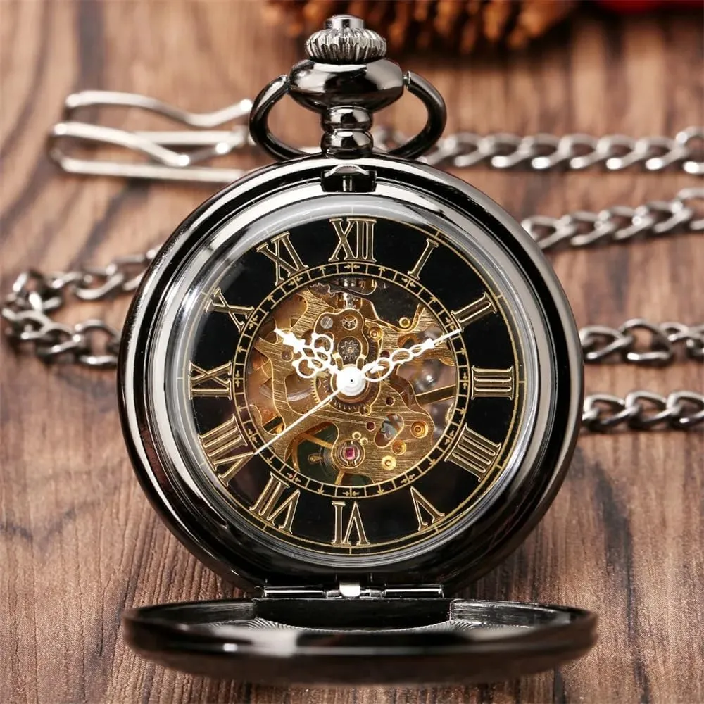 Best Gifts repeat tact kestrel dense brief isolation Tiong Mechanical Steampunk Pocket Watch with Chains & Boxs for 
