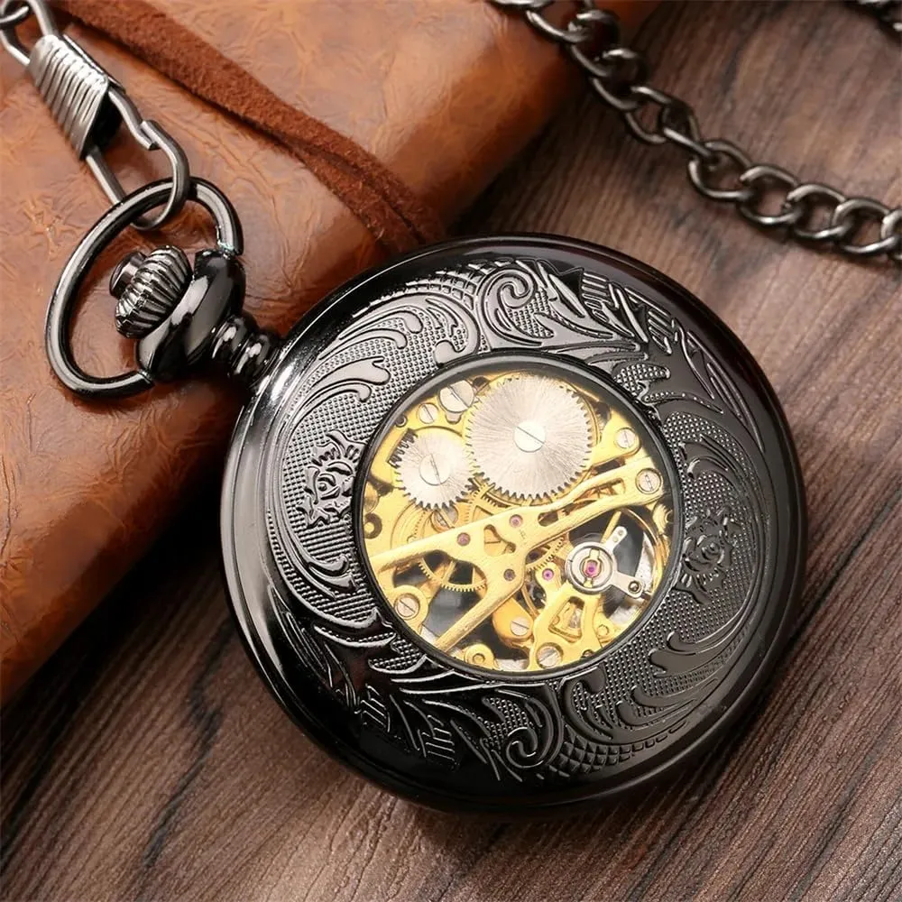 Best Gifts repeat tact kestrel dense brief isolation Tiong Mechanical Steampunk Pocket Watch with Chains & Boxs for 