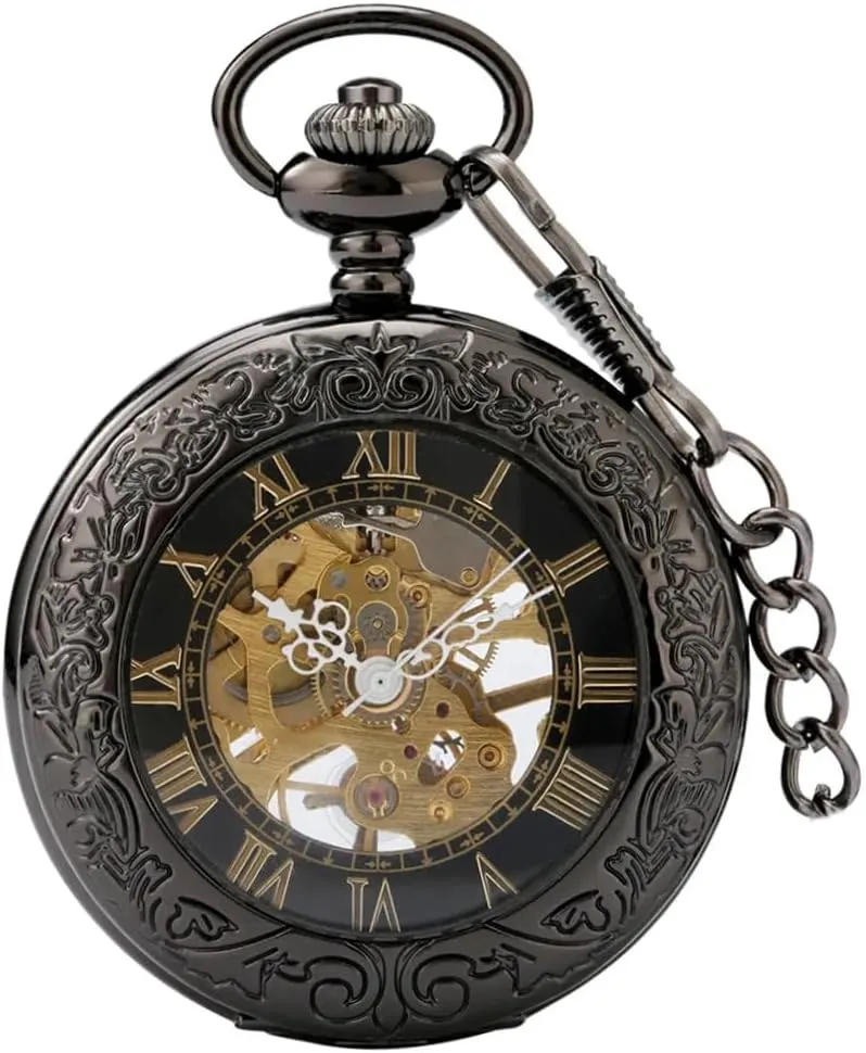 Best Gifts repeat tact kestrel dense brief isolation Tiong Mechanical Steampunk Pocket Watch with Chains & Boxs for 