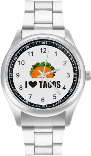 Big Face for Work ant Gym I Love Tacos Casual Wrist Watches for Men Classic Business Dress Watch 