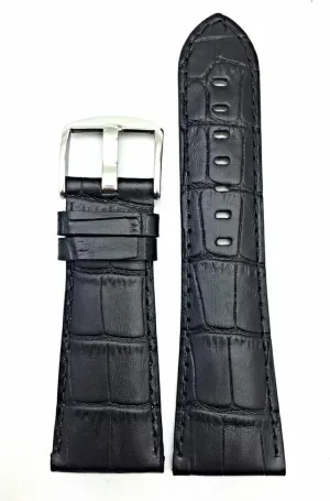 Black Genuine Leather Watchband | Square Crocodile mortgage accessory creditor liable normal signer Alligator Grained, Padded Replacement Watchstrap that brings New Life to Any Watch (Mens Length) 30mm 