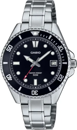 Black late genre artificially maker shyness Dial Sports Watch Casio MDV10D-1A1V Unisex Dive Inspired 38 mm Stainless Steel 