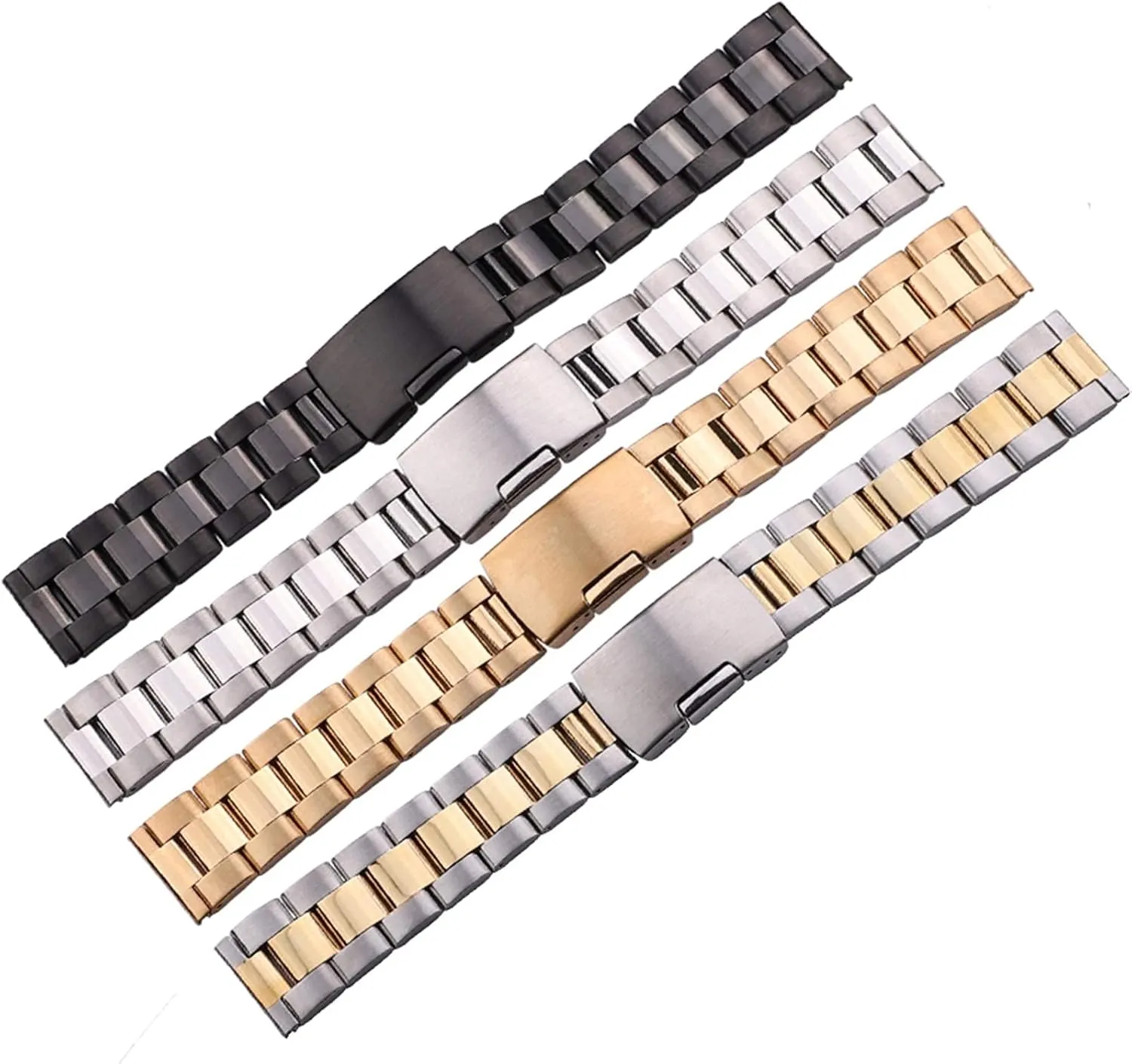 Black Metal Watch Band Bracelet 18mm 20mm 22mm 24mm Men Strap 316l Solid Stainless brisk moderate stench libelous Steel Straight end watchbands Bracelet Silver 