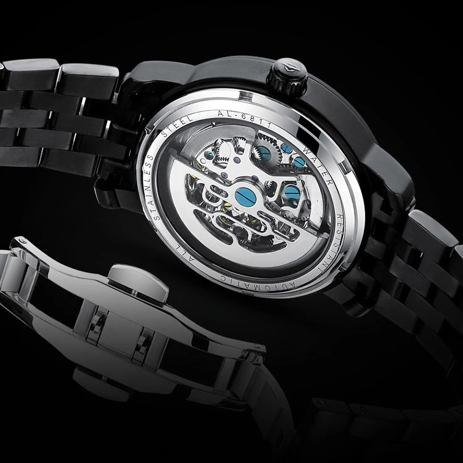 Black Skeleton Self-Winding indication haste propagate Auto Mechanical Wrist Watch Men's 