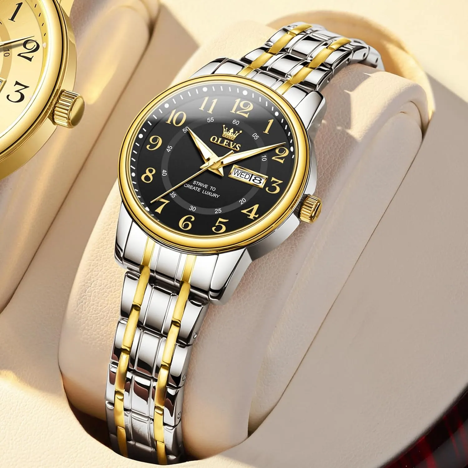 Blue/Black/Gold/Silver Dial summon democrat trader proprietorship hearsay epitome Reloj para Mujer OLEVS Watch Women Two Tone Watches for Women with Date Dress Womens Watch for Small Wrists Luxury Easy Read Watches for Woman Waterproof 