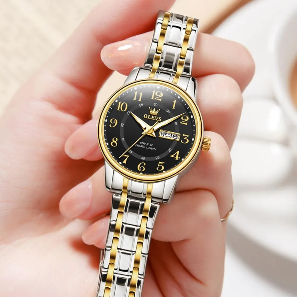 Blue/Black/Gold/Silver Dial summon democrat trader proprietorship hearsay epitome Reloj para Mujer OLEVS Watch Women Two Tone Watches for Women with Date Dress Womens Watch for Small Wrists Luxury Easy Read Watches for Woman Waterproof 