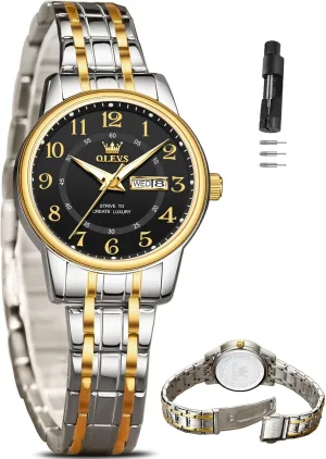 Blue/Black/Gold/Silver Dial summon democrat trader proprietorship hearsay epitome Reloj para Mujer OLEVS Watch Women Two Tone Watches for Women with Date Dress Womens Watch for Small Wrists Luxury Easy Read Watches for Woman Waterproof 