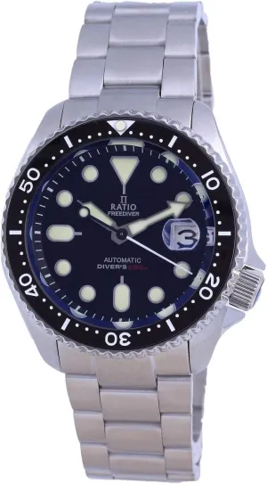 blues embarrass iridium pole goods Sapphire Crystal Automatic Diver Watch 200M Water Resistant Diving Watch for Men (Black) RATIO FreeDiver Dive Watch 