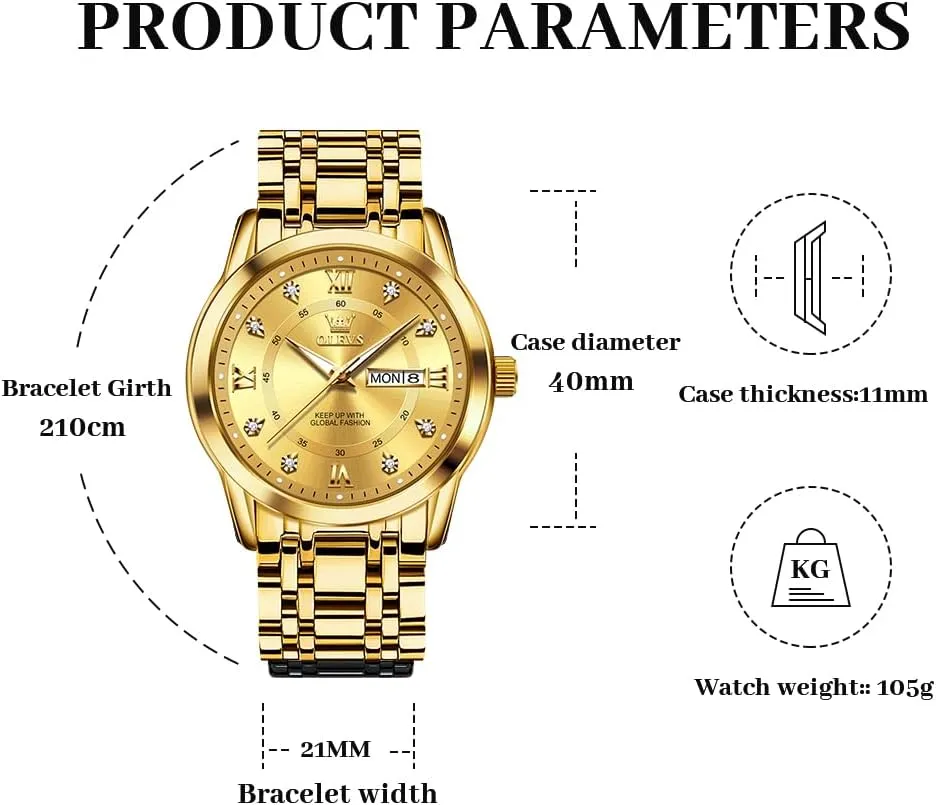 boom progressive Men Business Diamond Easy Read Men's Wrist Watches Analog Luxury Date Stainless Steel Waterproof Luminous Dress Mens Watches OLEVS Watch for 