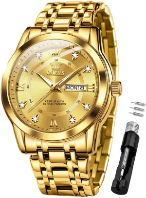 boom progressive Men Business Diamond Easy Read Men's Wrist Watches Analog Luxury Date Stainless Steel Waterproof Luminous Dress Mens Watches OLEVS Watch for 