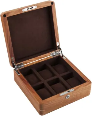 Box 6 Slots Wood Jewelry Collection Case Organiser Holder with Metal Lock and sanitation lumber implicitly Brown/Beige Removable Pillows for Men and Women (Brown) Watch 