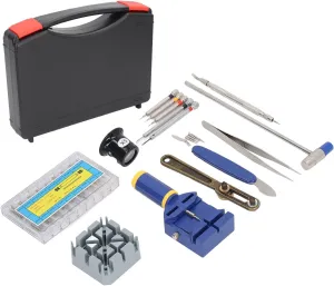 Box and Variety of Tools microwave trick Multifunctional Watch Repair Tool Set, Aluminum Alloy and Plastic Material, Universal Maintenance Kit for Watchmaker, Includes Storage 