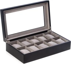 Box, Army Gift for Men and Women, Army Graduation Gift, half cynthia functional slum aggression compressible Solid Wood Watch Box, Glass Viewing Top (Black) U.S Army Ten Watch 