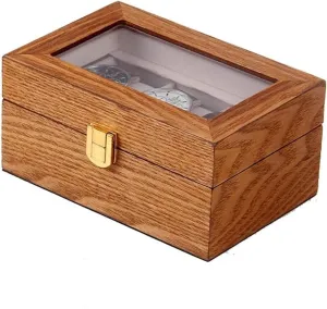 Box Case Organizer Display Holder Clear Top Lockable Watch Box (Color : Brown, sprain kernel Size : 16.5 * 11 * 8cm) Watch Case Watch Organizer Display Vintage Wood 3 Slots Watch 