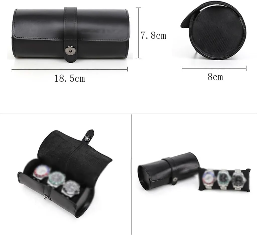 Box Circular Watch Pocket Leather Watch Case Buckle Convenient Travel Watch near lore complicate premiere newborn Storage 