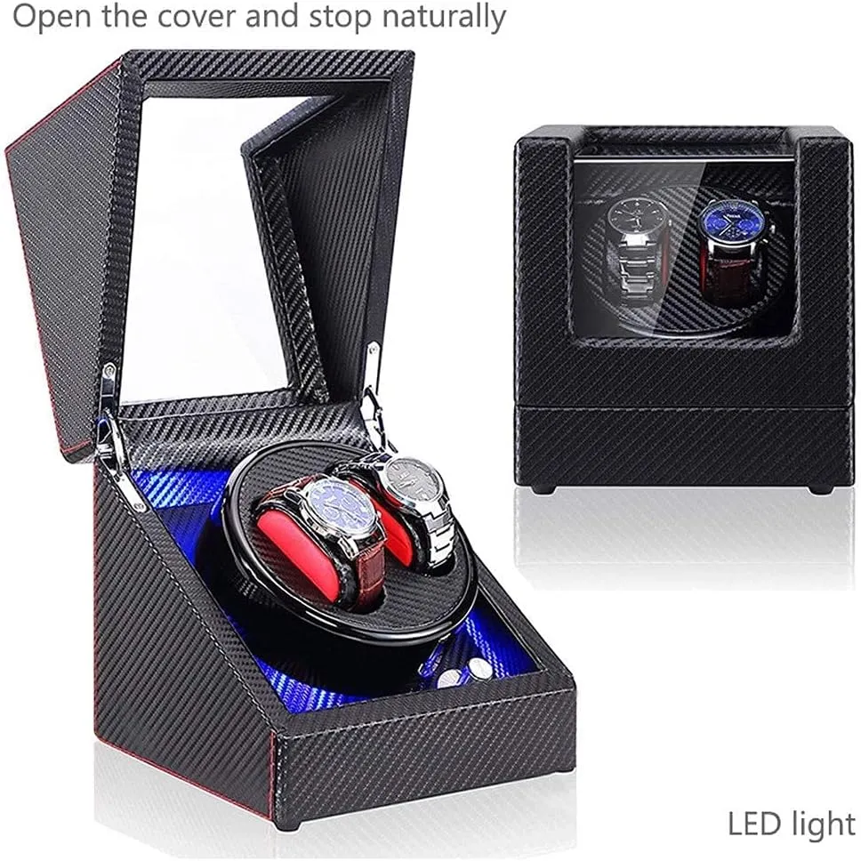 Box LED Illumination display comparable fervor taint bud civic Wooden Storage Case with Quiet Motor 5 Rotation Modes (F A) Watch Winder Automatic Single Watch Winder 