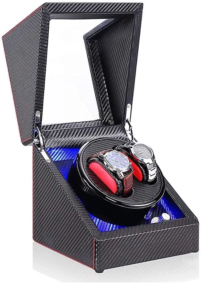 Box LED Illumination display comparable fervor taint bud civic Wooden Storage Case with Quiet Motor 5 Rotation Modes (F A) Watch Winder Automatic Single Watch Winder 