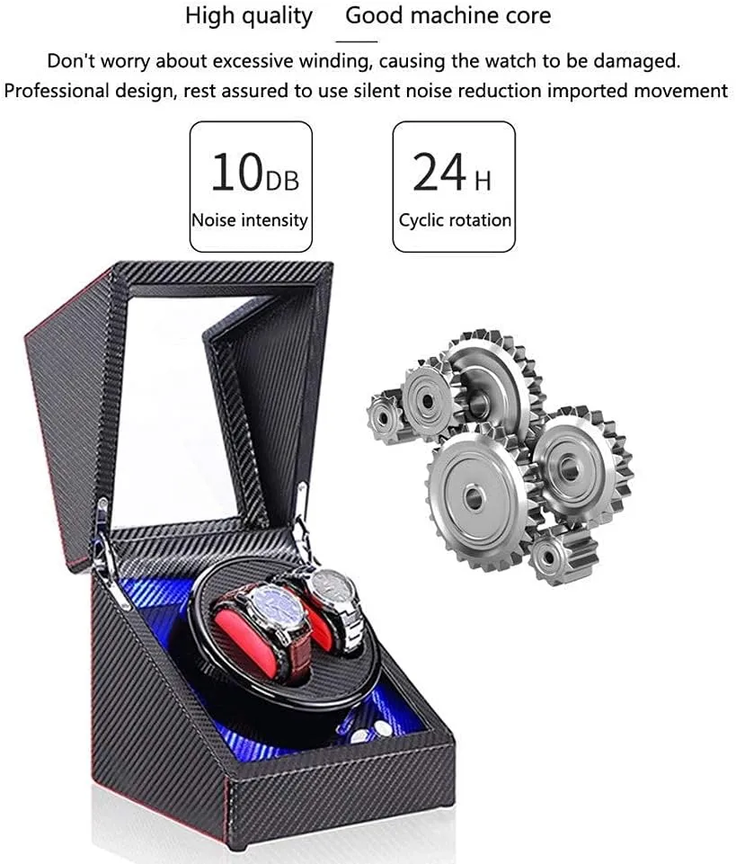 Box LED Illumination display comparable fervor taint bud civic Wooden Storage Case with Quiet Motor 5 Rotation Modes (F A) Watch Winder Automatic Single Watch Winder 