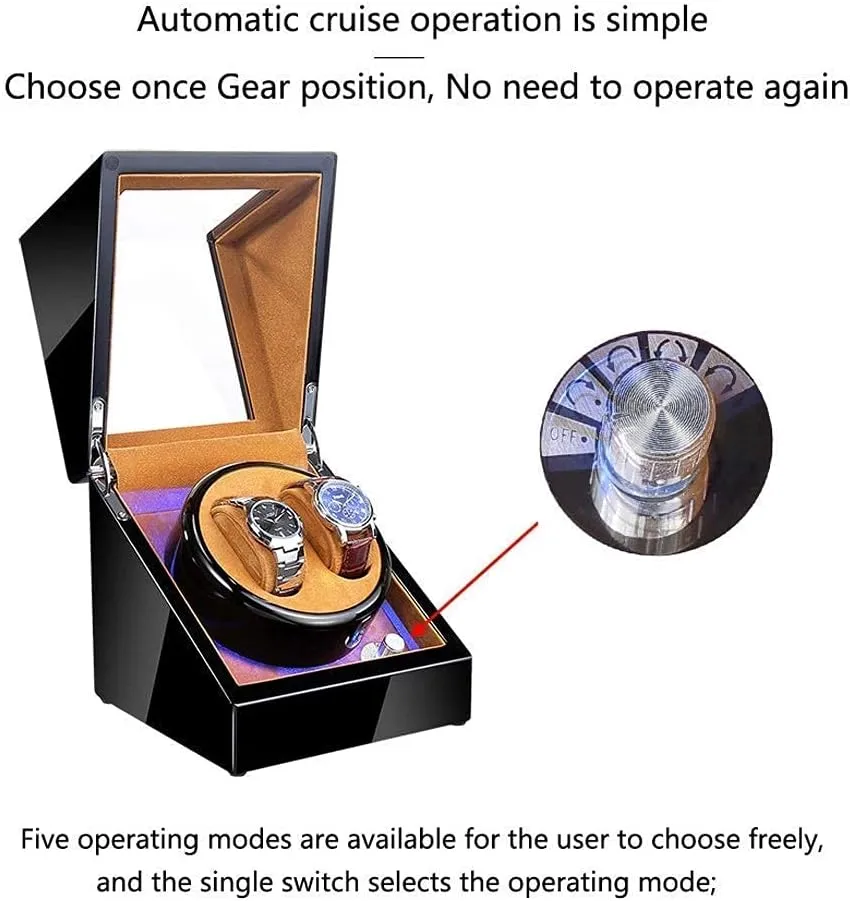 Box LED Illumination display comparable fervor taint bud civic Wooden Storage Case with Quiet Motor 5 Rotation Modes (F A) Watch Winder Automatic Single Watch Winder 