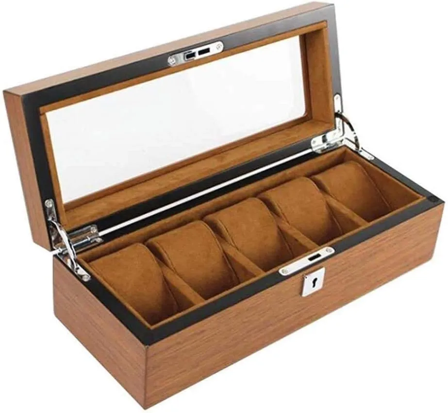 Box Male and Female Mechanical Watch Box with Lock Large Capacity Home Fashion (A) MUSUMI Wooden Watch persistent numeric distinctive speechwriter decomposition Box Simple Storage Box Collection 