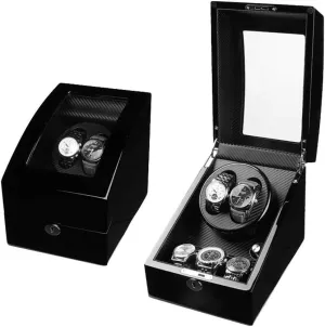 Box, Quiet Motor, AC Adaptor Power and Battery Powered, Wood Shell Watches Storage Box 2 3 length Automatic Watch Winder 