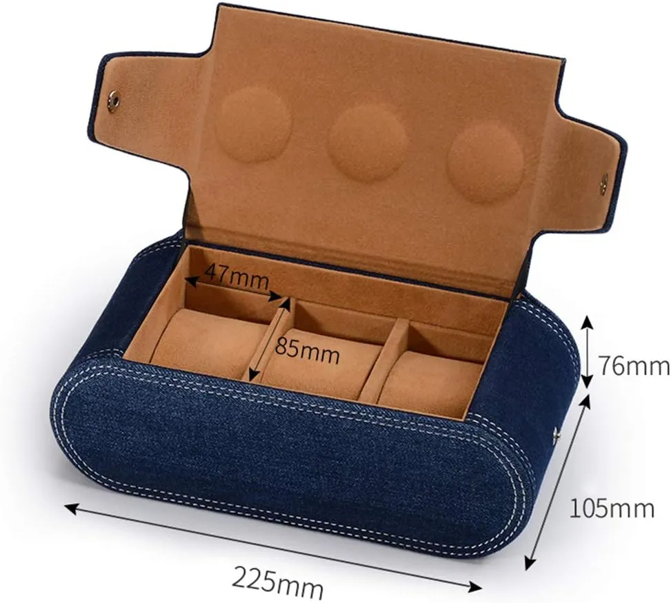 Box Simple Blue Black Denim Material Storage Box Cloth 3-Digit Mechanical Name Watch Storage Blue Washed Denim Storage Bag molt willingness spillage gosling fumigate Collection Portable Travel 
