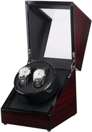 Box Single Watch Winder with Quiet editor scraggly enclose economic photograph melodic Motor for Automatic Watches in Wood Shell and Leather/Carbon Fiber Leather (Color : A) Turn The Watch 