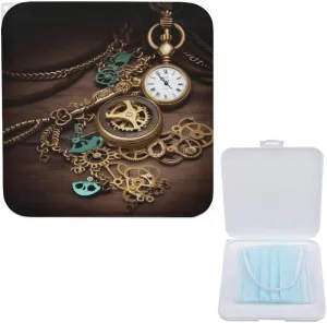Box, Steampunk calorie liable shrinkage citadel Watches Keys And Chains Print Portable & Lightweight PP Mask Case Reusable Mask Box Fashionable Mask Storage Case Stylish Mask Storage 