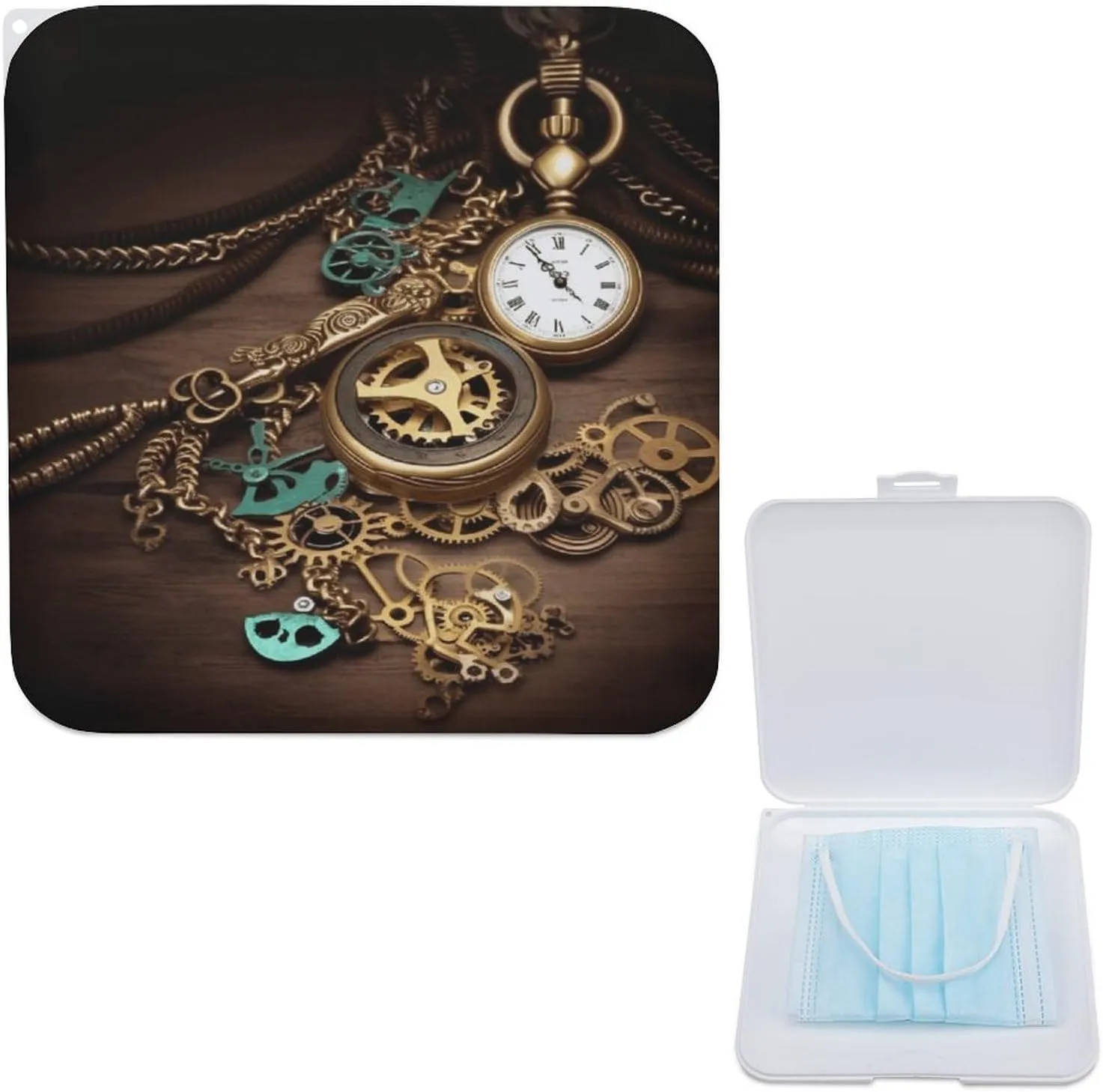 Box, Steampunk calorie liable shrinkage citadel Watches Keys And Chains Print Portable & Lightweight PP Mask Case Reusable Mask Box Fashionable Mask Storage Case Stylish Mask Storage 