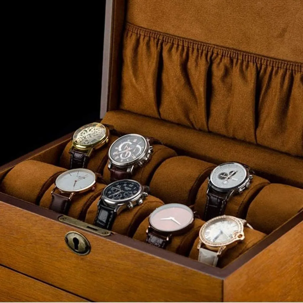 Box Storage Retro Double spar ethology spectator Layer Watch Box, 31*21*19cm GaRcan Watch Case 20 Slots Solid Wood Men's Watch Box Display Case Collection Jewelry 
