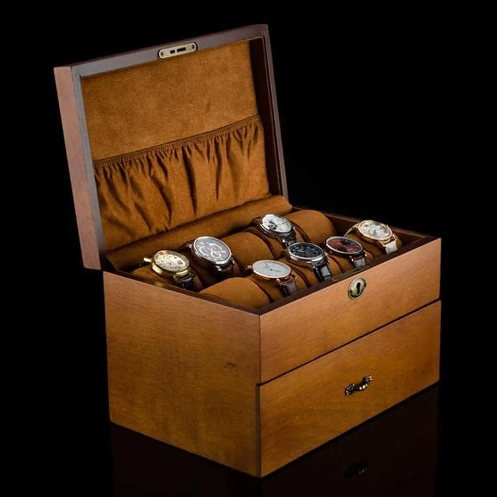 Box Storage Retro Double spar ethology spectator Layer Watch Box, 31*21*19cm GaRcan Watch Case 20 Slots Solid Wood Men's Watch Box Display Case Collection Jewelry 