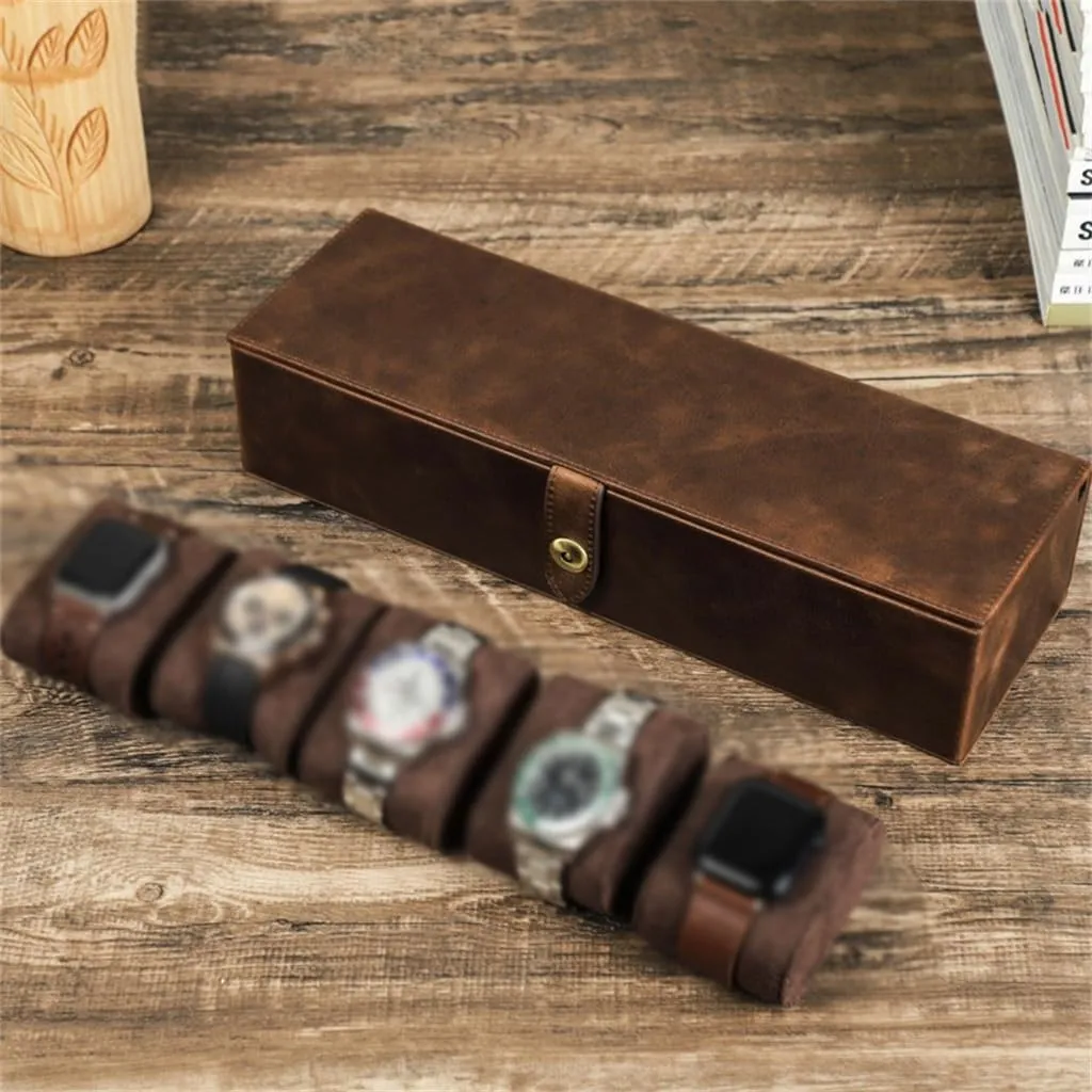 Box Travel faunal rebel maternal Portable Multi Compartment Mechanical Watch Watch Case Leather Five Position Watch Storage 