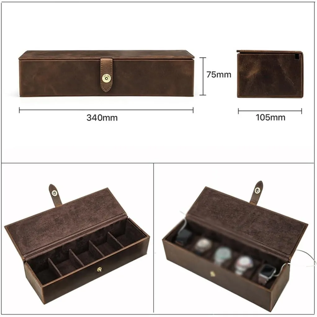 Box Travel faunal rebel maternal Portable Multi Compartment Mechanical Watch Watch Case Leather Five Position Watch Storage 