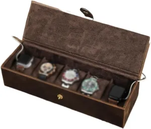 Box Travel faunal rebel maternal Portable Multi Compartment Mechanical Watch Watch Case Leather Five Position Watch Storage 