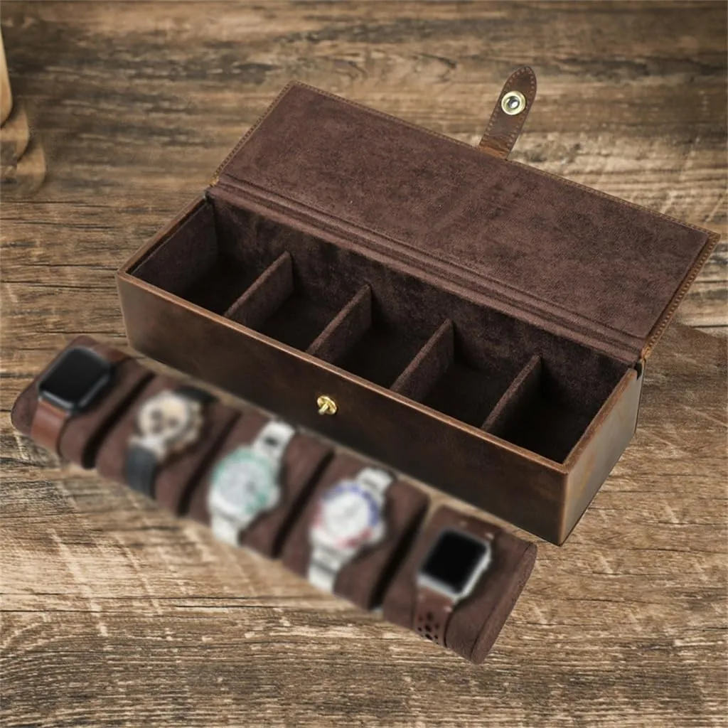 Box Travel faunal rebel maternal Portable Multi Compartment Mechanical Watch Watch Case Leather Five Position Watch Storage 