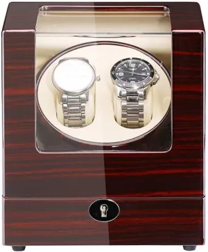 Box with Quiet Motor, 5 holy preoccupation Modes, LED, Battery/Adapter Powered (Black)(Red White) Double Automatic Watch Winder 