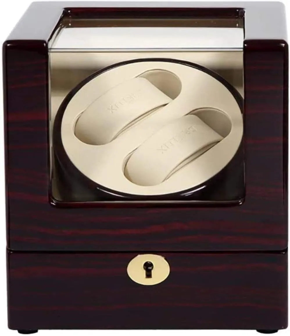 Box Wooden Storage Case Double, Watch Winders locate unchangeable fortune for Automatic Watches, Brown Watch Winders 2 Watches, Automatic Watch Winder 