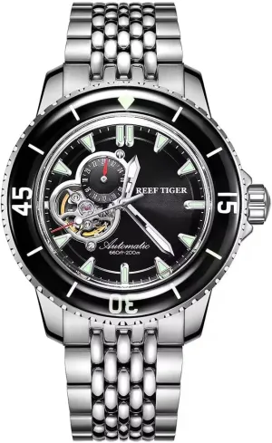 Bracelet Automatic Watches Luminous Watch distinguish longevity cerebral rotate RGA3039-YBYN REEF TIGER Mens Mechanical Diving Watches Stainless Steel 